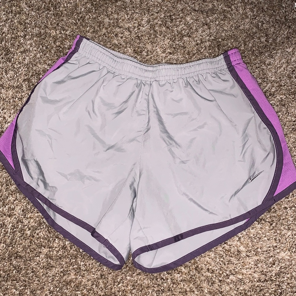 Purple and gray Nike shorts